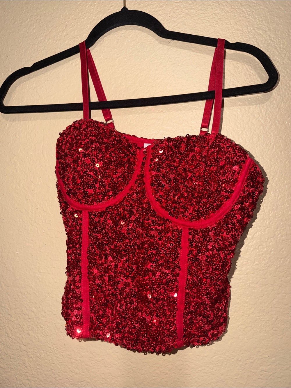 No Boundaries Red Sequin Bustier Camisole